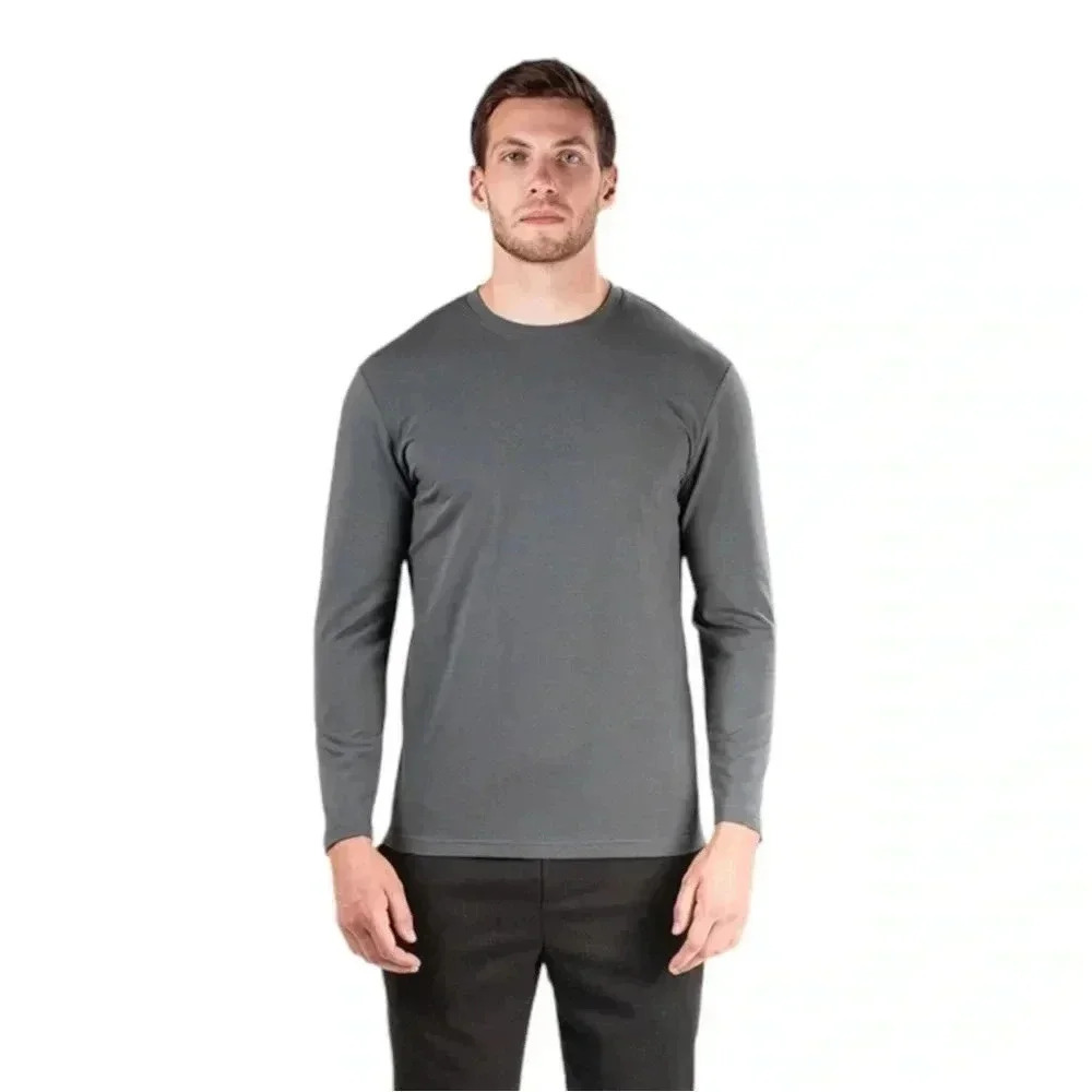 Natori Buji Grey Modal Blend Crewneck Long Sleeve Mens T-Shirt Size Small